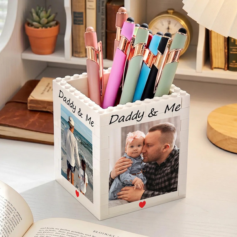 Cusom Photo Brick Pencil Pot For Dad