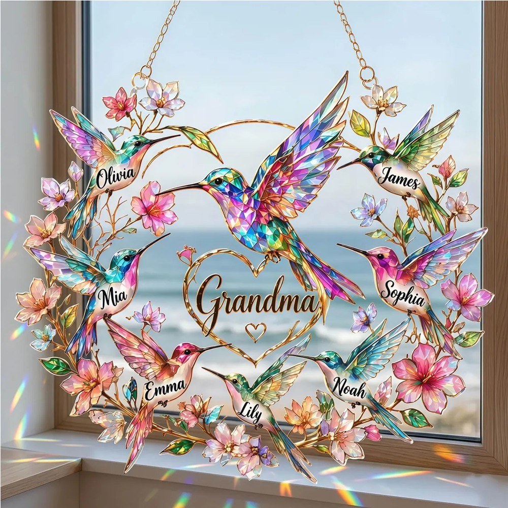 Personalized Hummingbird Grandma Suncatcher
