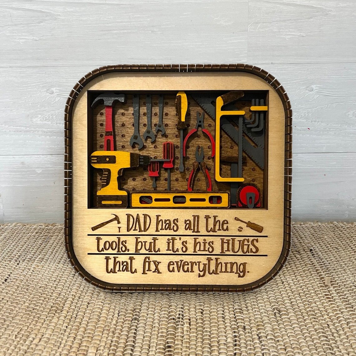 Custom Father's Day Wooden Home Sign Decor Shelf Display Dad-Grandpa-Papa has all the tools