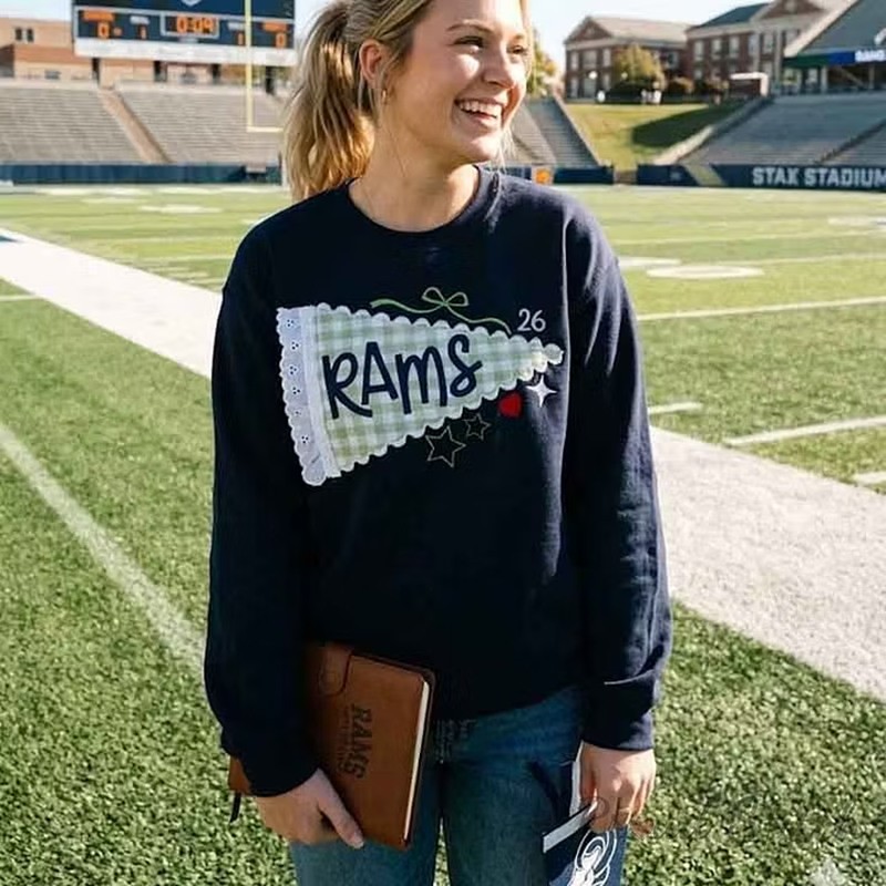 Custom Pennant University Embroidered Sweatshirt, College Letter Sweater, School Spirit Shirt Game Day Outfit