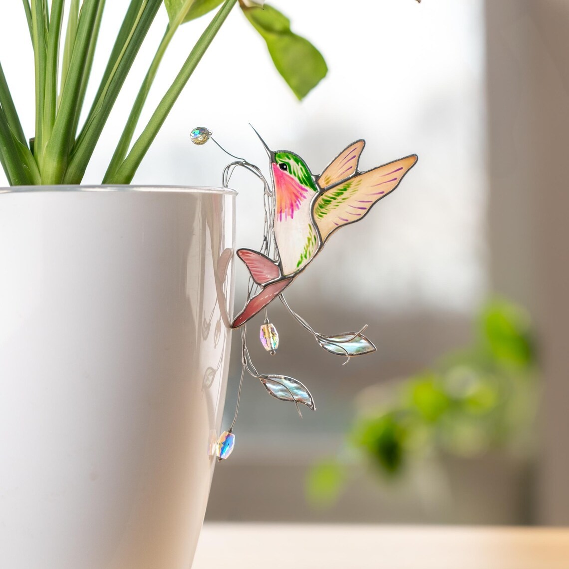 Stained Glass Hummingbird Plant Stakes For Mom Grandma Christmas Gift
