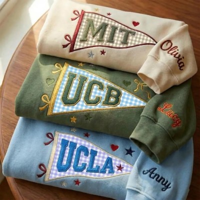 Custom Pennant University Embroidered Sweatshirt, College Letter Sweater, School Spirit Shirt Game Day Outfit