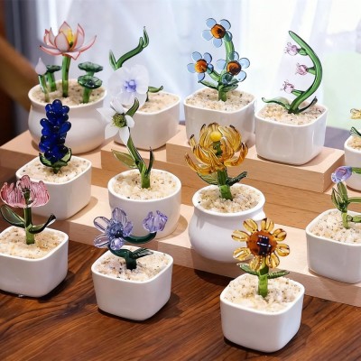 Mini Glass Birth Month Flower For Mom Grandma Mother's Day Birthday Gift