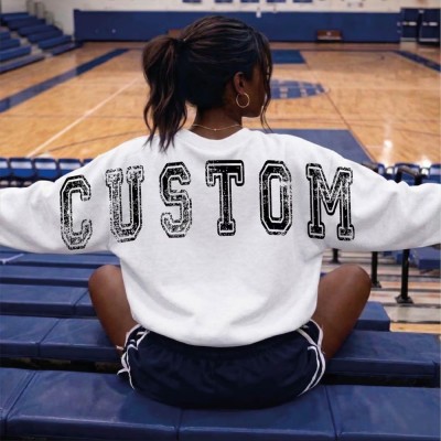 Custom Varsity Letter Sweatshirt Sports Team Crewneck Game Day Outfit School Spirit Sweatshirt