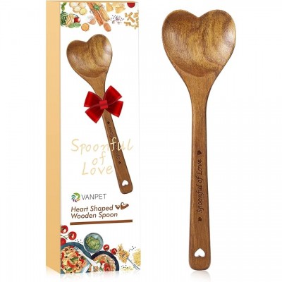 Wooden Heart Spoons - Heart Shaped Wooden Spoon Kitchenware for Cooking with Love, Unique Mother's Day Gifts for Cooks Hostesses Mom Grandma Wife Weddings House Warming Kitchen Accessories