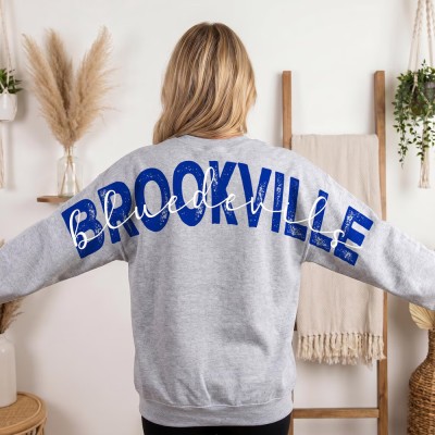 Custom Varsity Letter Sweatshirt Sports Team Crewneck Game Day Outfit School Spirit Sweatshirt