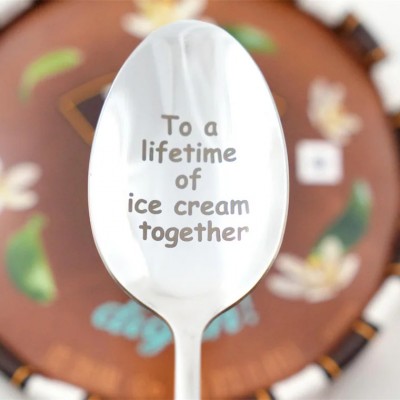 Custom Engraved Spoon To a Lifetime of Ice Cream Together For Couple Gift