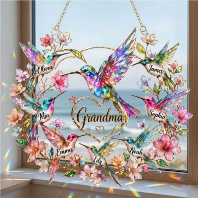 Personalized Hummingbird Grandma Suncatcher