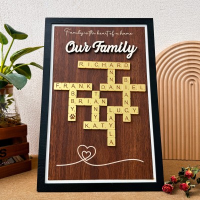 Custom Scrabble Family Frame | Wooden Name Sign | Unique Gift for Loved Ones