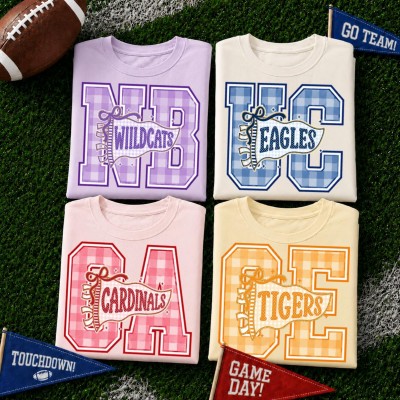 Custom School Mascot Pennant Shirt, Personalized Team T-Shirt, Game Day Outfit