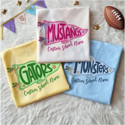Custom Mascot Pennant Shirt,Game Day Shirt,Favorite Team Shirt,Football Mom Tee,School Spirit Mascot
