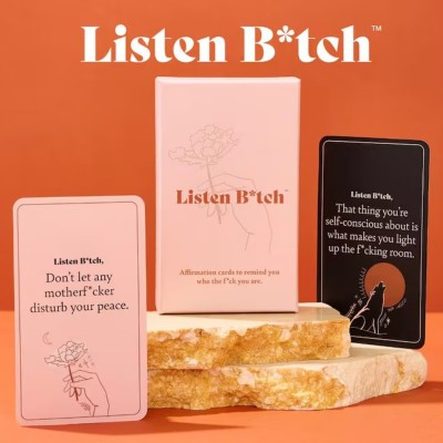 Listen B*tch Affirmation Cards | 50 Badass Affirmations for Women | Self-Care Gift | Perfect for Holiday Gifting & Stocking Stuffers