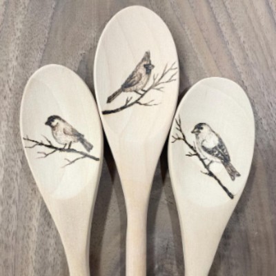 Custom Wooden Spoons ,Birds, cardinal, goldfinch, sparrow spoons — Fun & Unique Gift