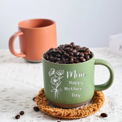 Custom Coffee Mug Birth Flower Mug For Mom Mother's Day Gift