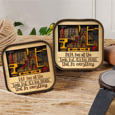 Custom Father's Day Wooden Home Sign Decor Shelf Display Dad-Grandpa-Papa has all the tools