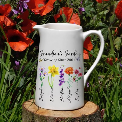 Personalized Grandma's Garden Vase Birth Flower Vase For Mother's Day Gift Ideas