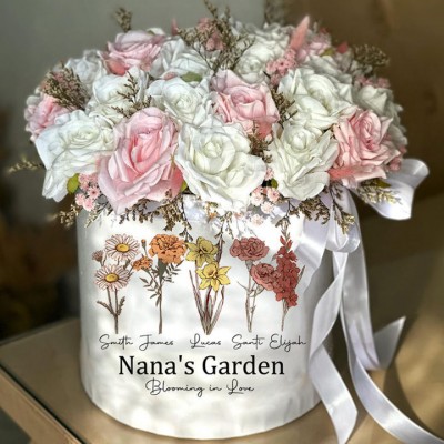 Personalized Nana's Garden Birth Month Flower Pot With kids Name For Mother's Day