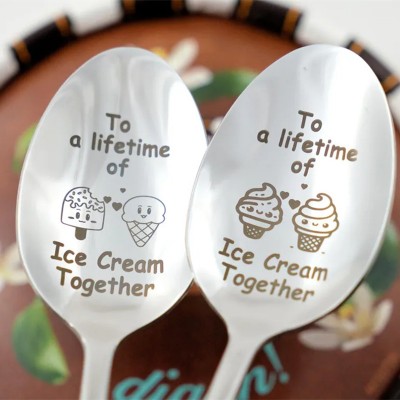 Custom Engraved Spoon To a Lifetime of Ice Cream Together For Couple Gift