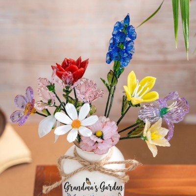 Handmade Glass Birth Month Flower For Mother's Day Mom Grandma Gift