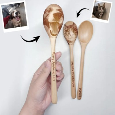 Custom Wooden Spoons with Carved Pet Faces — Fun & Unique Christmas Gift
