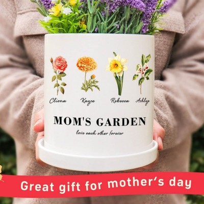 Personalized Flower Pot Grandma's Garden Pot with Grandkids Name For Mother's Day