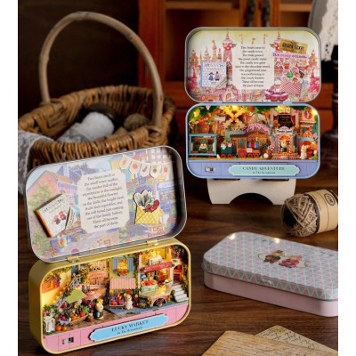 DIY Miniature Dollhouse Kit Tin Box Mini World Fairland Garden For Christmas Gift