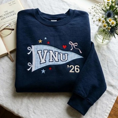 Custom Pennant University Embroidered Sweatshirt, College Letter Sweater, School Spirit Shirt Game Day Outfit