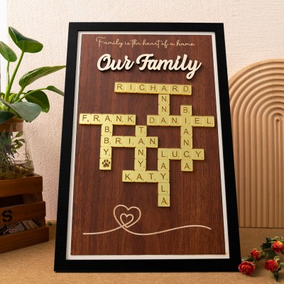 Custom Scrabble Family Frame | Wooden Name Sign | Unique Gift for Loved Ones