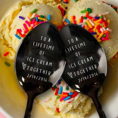 Custom Engraved Spoon To a Lifetime of Ice Cream Together For Couple Gift