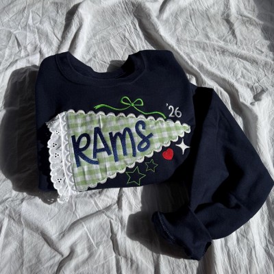 Custom Pennant University Embroidered Sweatshirt, College Letter Sweater, School Spirit Shirt Game Day Outfit