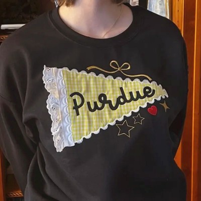 Custom Pennant University Embroidered Sweatshirt, College Letter Sweater, School Spirit Shirt Game Day Outfit