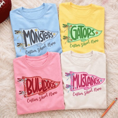 Custom Mascot Pennant Shirt,Game Day Shirt,Favorite Team Shirt,Football Mom Tee,School Spirit Mascot