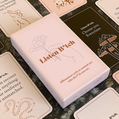 Listen B*tch Affirmation Cards | 50 Badass Affirmations for Women | Self-Care Gift | Perfect for Holiday Gifting & Stocking Stuffers