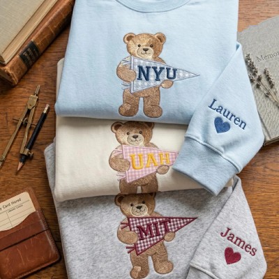 Embroidered Varsity College Flag Sweatshirt, Gingham Applique Tee, School Spirit Shirt Game Day Outfit