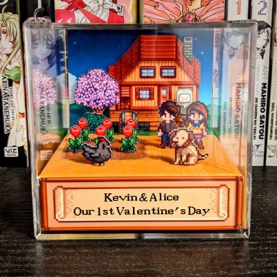 Personalized 3D Cube Shadowbox Valentine's Day Anniversary Gift For Couple