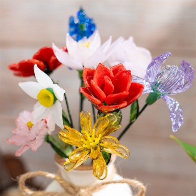 Handmade Glass Birth Month Flower For Mother's Day Mom Grandma Gift