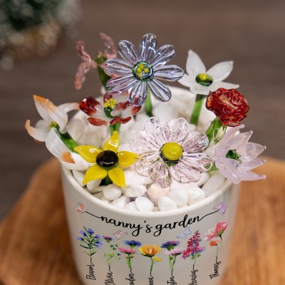 Mini Glass Birth Month Flower For Mom Grandma Gift