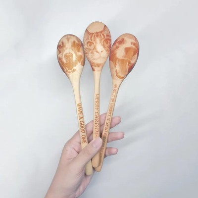 Custom Wooden Spoons with Carved Pet Name and Faces — Fun & Unique Gift