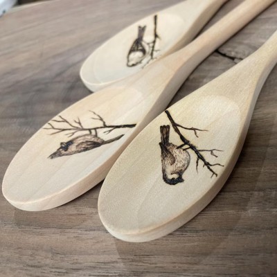 Custom Wooden Spoons ,Birds, cardinal, goldfinch, sparrow spoons — Fun & Unique Gift