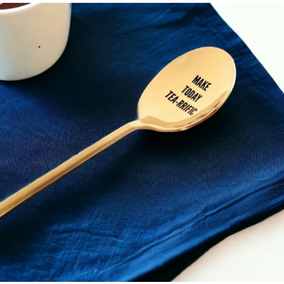  Engraved Coffee  Spoon  For Couple Valentine's Day Gift- Custom Tea Spoon - Gold Tea Spoon - Ceramic Handle Coffee Spoon - Petite Stainless Steel spoon