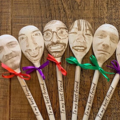 Custom Face and Names Engraved Spoon—a fun and unique gift for friends or family.