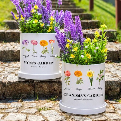 Personalized Flower Pot Grandma's Garden Pot with Grandkids Name For Mother's Day